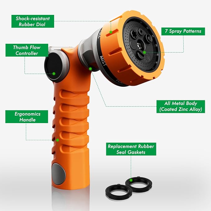 RESTMO Heavy Duty Hose Nozzle, Metal Garden Water Hose Sprayer - Image 2