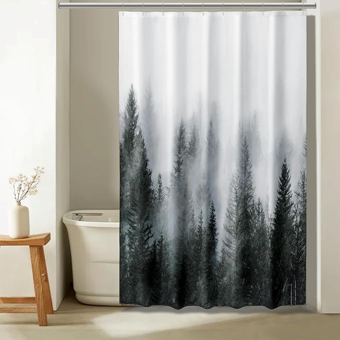 ORTIGIA 60x72 Misty Forest Stall Shower Curtain by ORTIGIA
