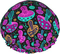 Double Layers Shower Caps for Women Girls, Colorful Mushroom Neon Glow in Dark by Unknown