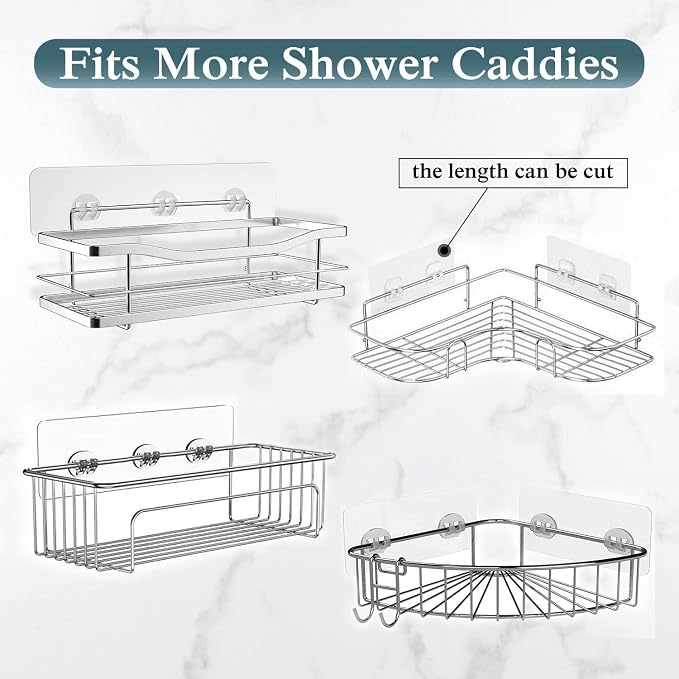 EAGMAK 2 Pack Transparent Shower Caddy Adhesive - Image 6