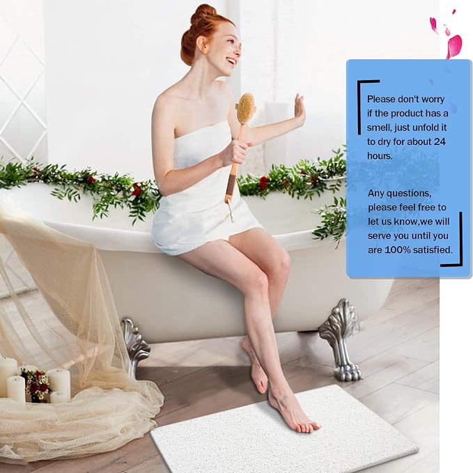 godehone Shower Mats Non Slip Without Suction Cups, PVC Loofah Bathroom Mats - Image 6