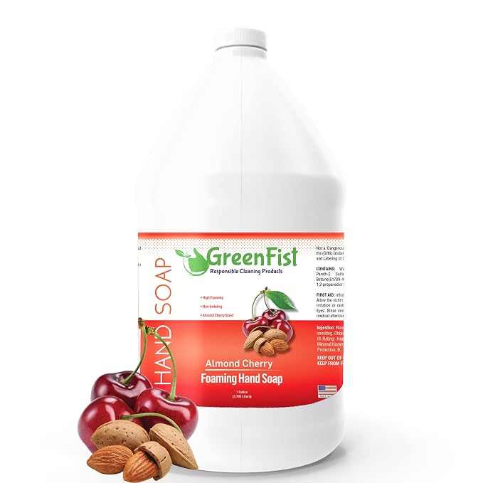 GreenFist Foaming Hand Soap Refills Almond Cherry Scent Jug Foam Refill Made in by GreenFist