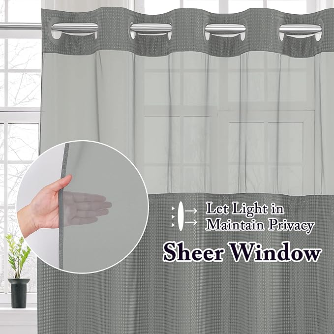 Gibelle No Hook Waffle Weave Shower Curtain - Image 2