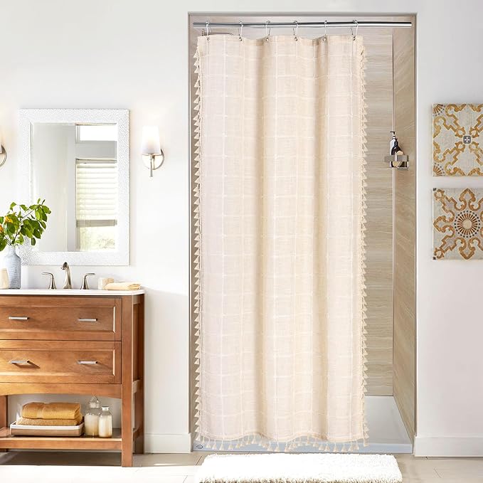 MitoVilla Boho Small Stall Shower Curtain 36 x 72, Half Size Cloth Shower by MitoVilla