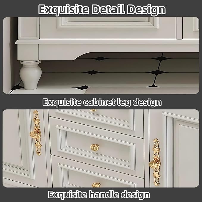 56IN Cream White Bathroom Vanity - Image 4