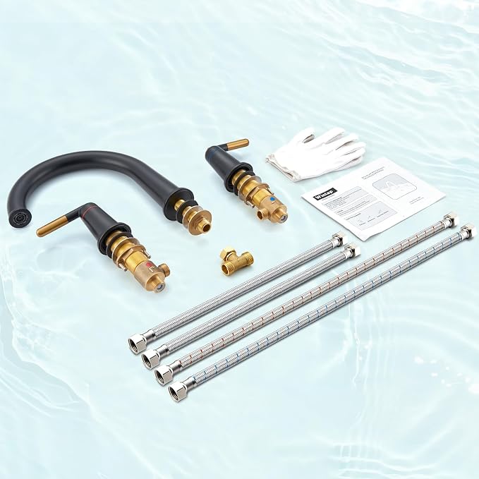 Black & Rose Gold Roman Bathtub Faucet Set - Image 6
