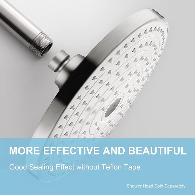 OFFO Shower Arm with Flange, 10 in Brushed Nickel Ceiling Mount Replacement - Image 2