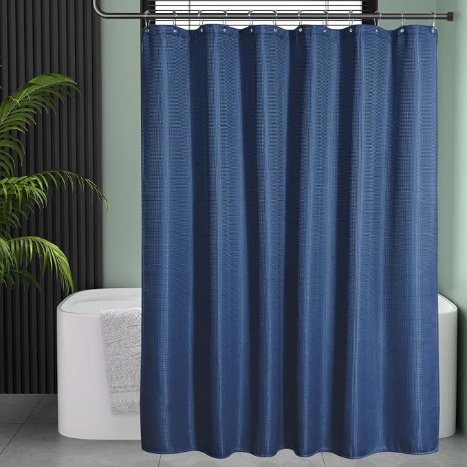 AmazerBath Waffle Shower Curtain Heavy Duty 240GSM, Hotel Quality, Bathroom - Image 6