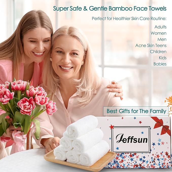 JEFFSUN Face Towels 6 Pack, 13x13 inch Extra Large White Wash Cloths on - Image 4
