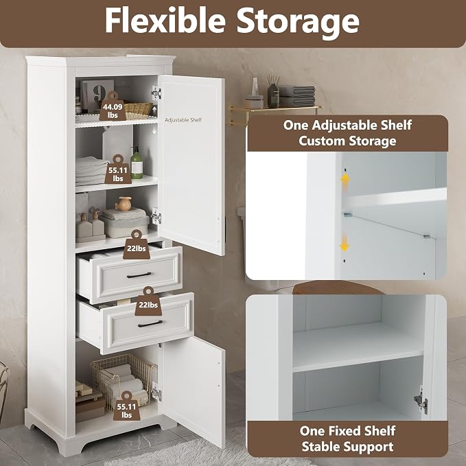 Merax 71" Tall Bathroom Cabinet, Bathroom Furniture - Image 6