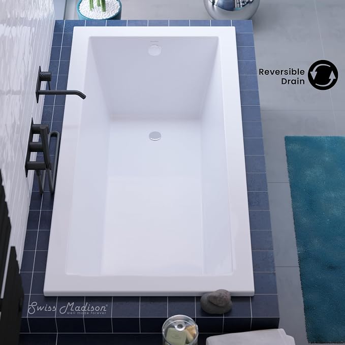 Swiss Madison Voltaire 60" x 30" Reversible Drain Drop-In Bathtub - Image 5