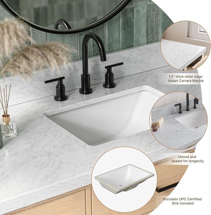 ARIEL Hepburn 67" Inch Oak Single Bathroom Vanity - Image 5