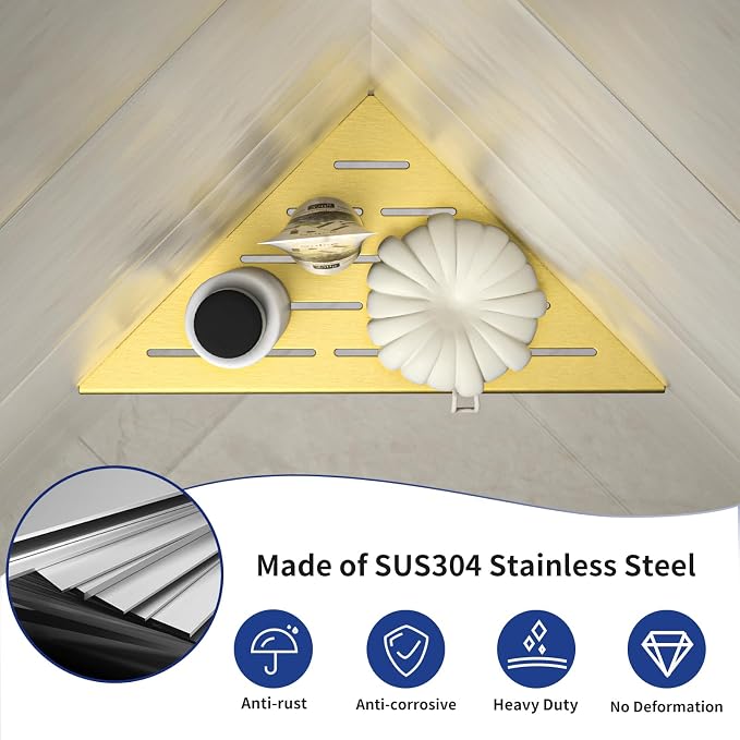 Corner Shower Shelf, 304 Stainless Steel Bathroom Shelf - Image 2