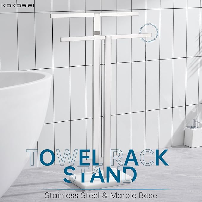 KOKOSIRI Bathroom Towel Rack 2-Tier Standing Towel Bars - Image 2