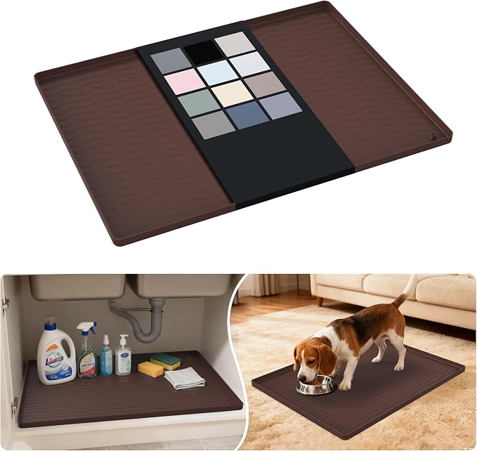 URMONA Waterproof Silicone Under Sink Mat 25'' x 19'' Shelf Liner by URMONA