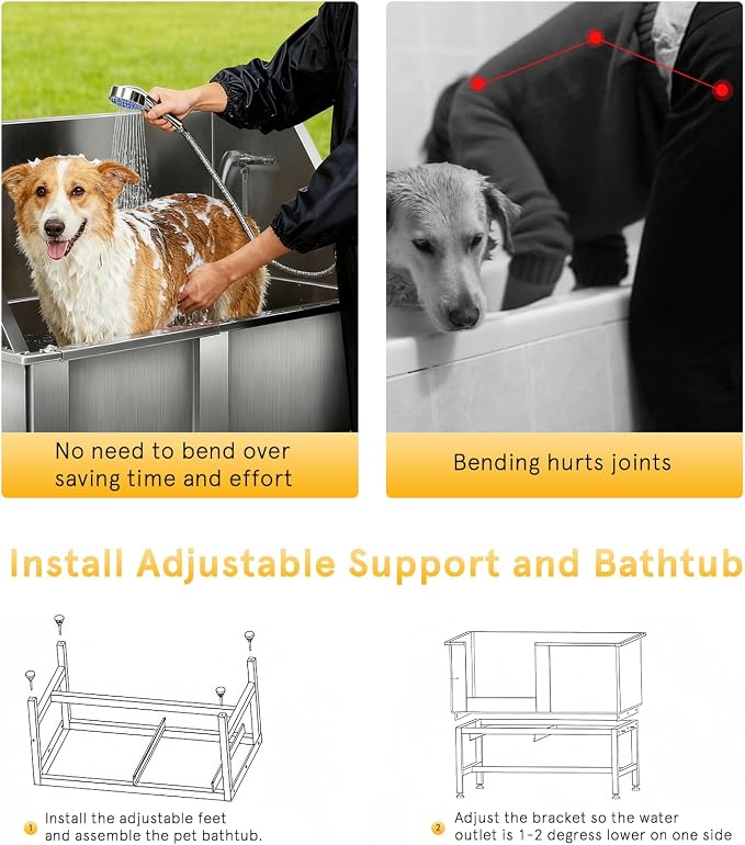 38-Inch Professional Stainless Steel Dog Grooming Tub - Image 5