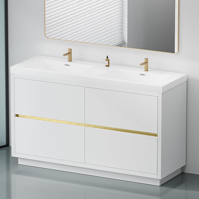 60 Inch Bathroom Vanity with Sink, Double Sink Bathroom Vanity, Freestanding - Image 2