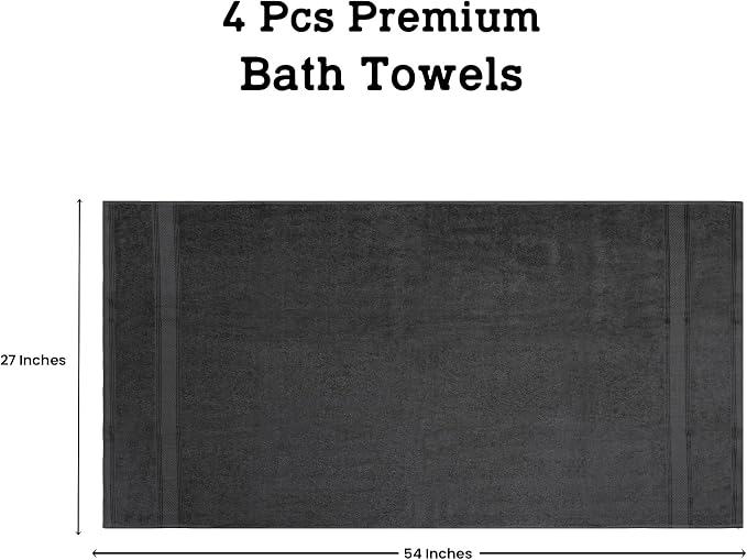 Casa Lino Charcoal Black Bath Towels Set of 4 - Image 4