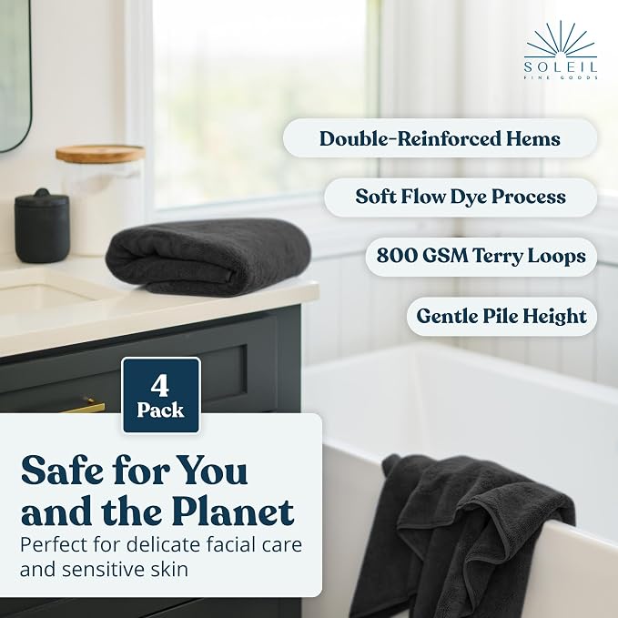 Soleil Fine Goods Luxurious 800 GSM 100% Cotton Bath Towel Set - Image 7