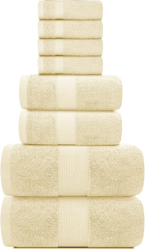 White Classic Luxury Bath Towel Set of 8 Pieces - Image 2