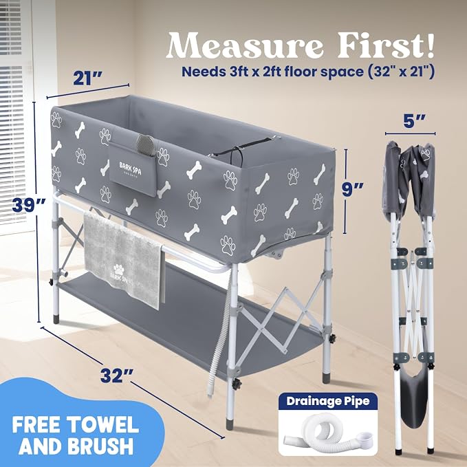 Dog Bath Tub - Free Brush & Towel – Foldable & Portable Dog Washing Station – - Image 5