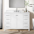 48’’White Bathroom Vanity with Sink, Solid Wood Bathroom Cabinet with Carrara by SSFEG