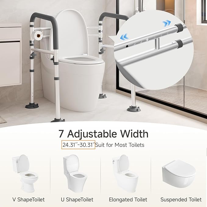 Toilet Safety Rails, Height-Adjustable Toilet Frame Width-Adjustable Toilet - Image 4