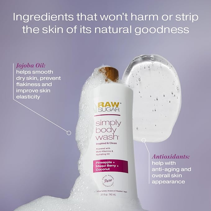 RAW SUGAR Simply Body Wash, Bath Soap, Formulated without Sulfates & Parabens - Image 3