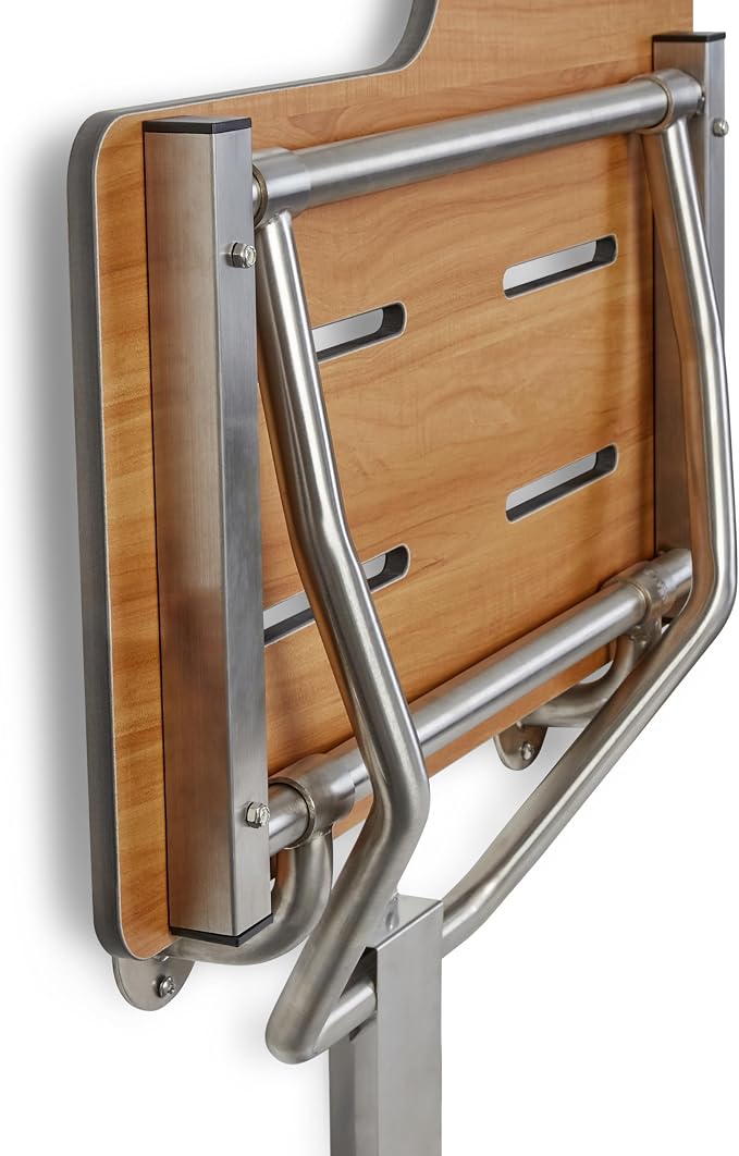 Seachrome 28" x 22.5” Teak Reversible Folding Transfer Tub/Shower Seat - Image 5