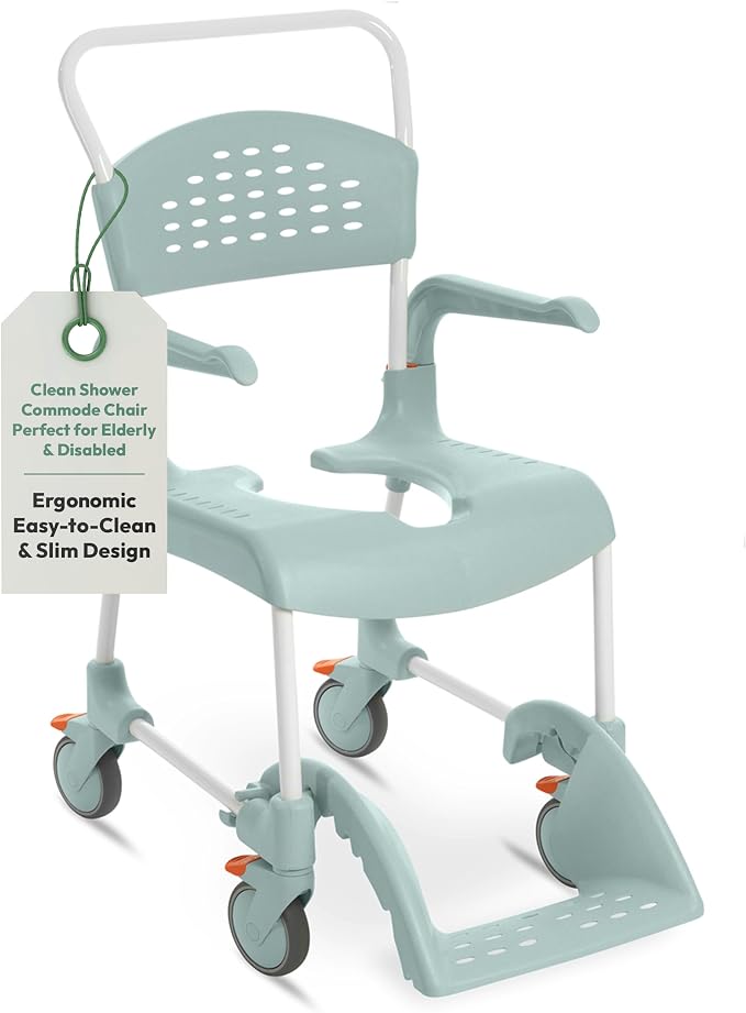 Etac Clean Shower Commode Chair – 19 1/4 Inches Fixed Height, Removable Armrests by Etac