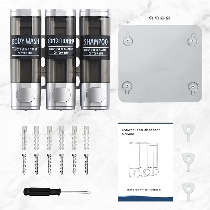 Shampoo and Conditioner Dispenser, GlintGath Shower Dispenser 3 Chamber No - Image 7