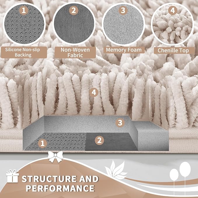 Yimobra Toilet Rugs U Shaped Washable, Extra Thick Soft Absorbent Chenille - Image 6