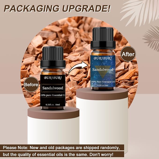 BURIBURI Sandalwood Oil Essential and Vanilla Essential Oil Gift Set, 100% Pure - Image 2
