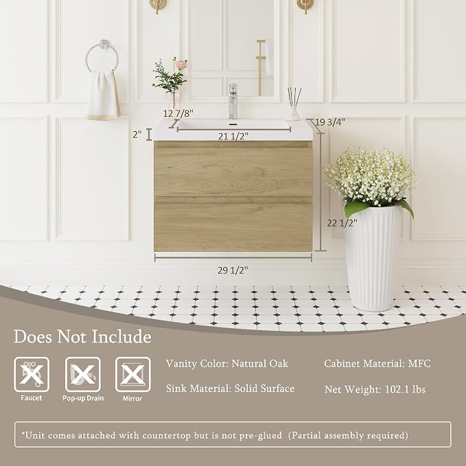 30" Floating Bathroom Vanity - Image 3