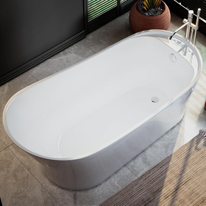 Empava Freestanding Bathtub, Non-Slip Flat Bottom, Glossy White, cUPC Certified - Image 6