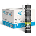 Adhesive Guru AG340 Clear Silicone Sealant, 100% Silicone Caulk, Weatherproof & by AdhesiveGuru