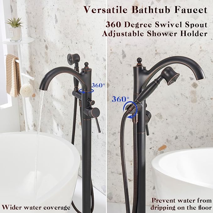 Freestanding Bathtub Faucet, Classic Free Standing Tub Faucet - Image 5