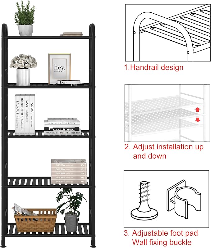 JSB 5-Tier Adjustable Shelving Unit, Heavy Duty Storage Rack Organizer Metal - Image 6