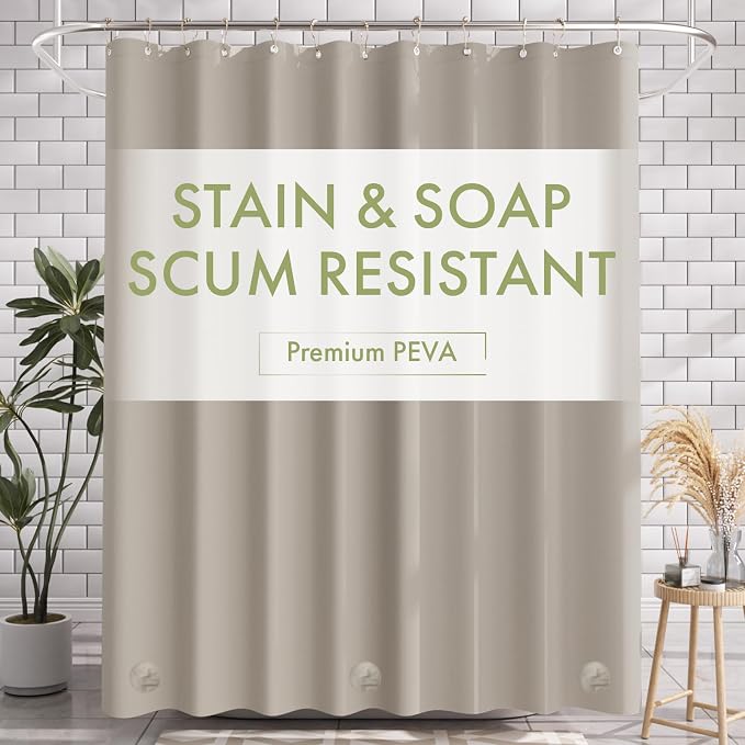 AmazerBath Shower Curtain Liner, 72x72 Tan Shower Liner, Cute Plastic Shower by AmazerBath