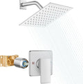 Heyalan 8 Inch Shower Head and Handle Set Square Shower Faucet Set Bathroom by Heyalan