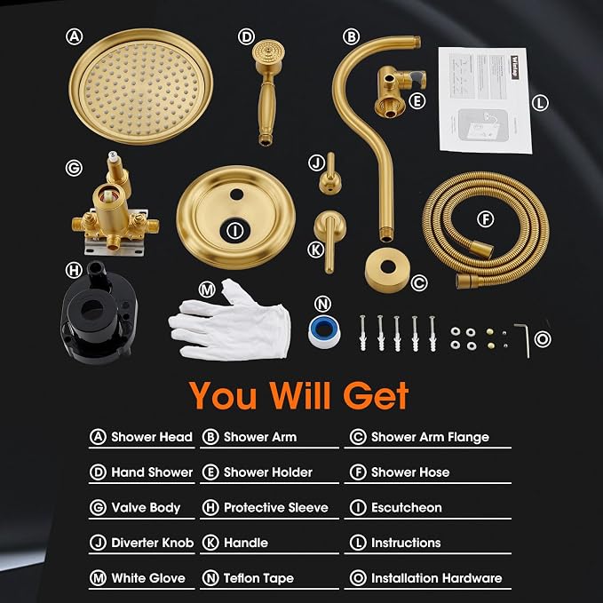 Antique Rainfall Shower System Bathroom Luxury Rain Mixer Shower Faucet Set - Image 8