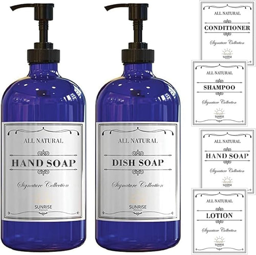 16 OZ Cobalt Blue Glass Soap Dispenser - Image 2