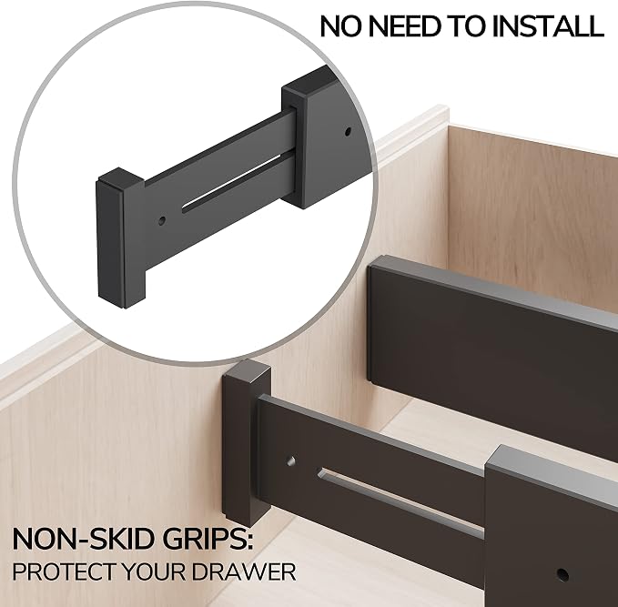 BAMEOS Drawer Dividers Bamboo Separators Organization Expandable Organizers - Image 4