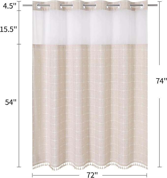 MitoVilla No Hooks Required Farmhouse Shower Curtain - Image 6
