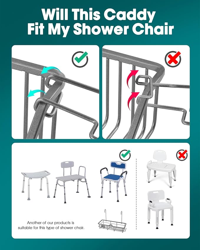 Rustproof Hanging Shower Caddy for Shower Chair, Stainless Steel Bathroom - Image 2