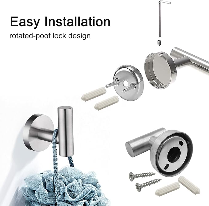 7 PCS Bathroom Hardware Set, Brushed Nickel Stainless Steel Bathroom Tower Rack - Image 6