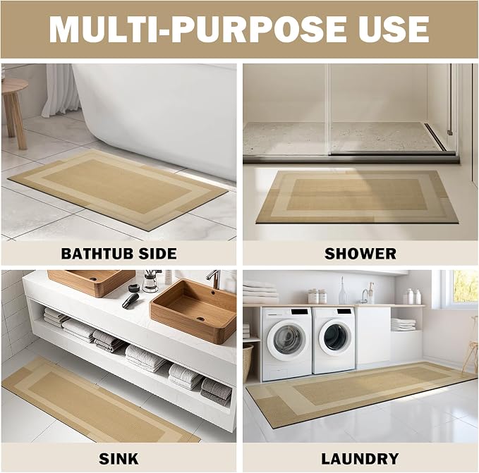 Non Slip Long Bathroom Runner Rug Bath Mat, Rubber Backing Ultra Thin Bathroom - Image 8