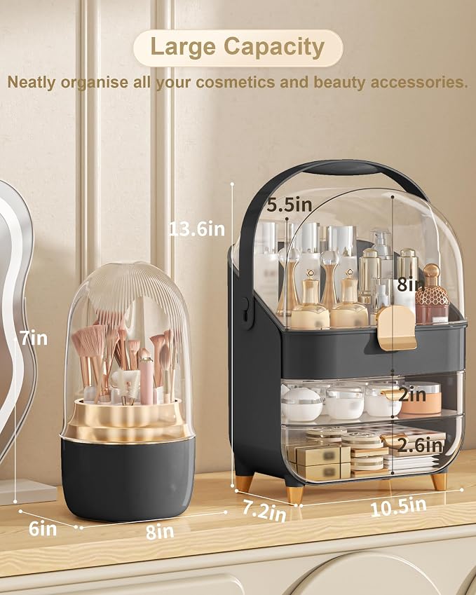 Makeup Organizer, Skincare Holder Bathroom Counter Organizer, Storage Box - Image 2