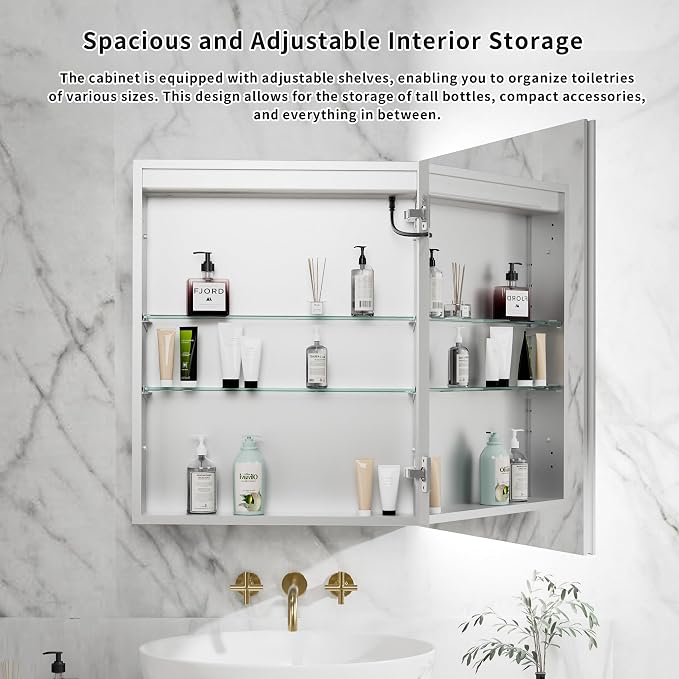 LED Medicine Cabinet Mirror for Bathroom, 24x30 Medicine Cabinet - Image 3