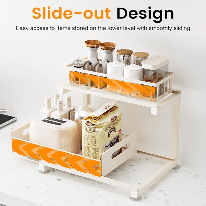 Under Sink Organizer, Heavy Duty Metal Slide Out Sink Shelf Organizer Height - Image 2